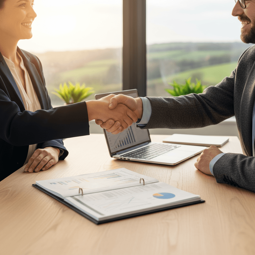 Business consultation handshake in Ireland